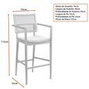 Ver imagem 3 de Banqueta Leidy 55cm Madeira Maciça com Braço | Linho Cinza Claro - Sallar Home