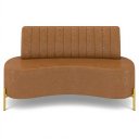 Ver imagem 4 de Sofá 2 Lugares 135cm Pés Aço Dourado Tamar Sintético Camel Z08 - Mpozenato