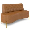 Ver imagem 2 de Sofá 2 Lugares 135cm Pés Aço Dourado Tamar Sintético Camel Z08 - Mpozenato