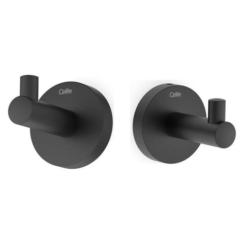 Kit com 2 Cabide New Linha City Banheiro Metal Cinza/Preto Matte Celite