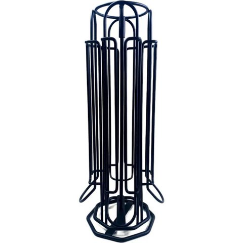 Suporte Giratório Porta 28 Cápsulas de Café Três Corações 15x35cm Aço Preto Organizador