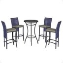 Ver imagem 1 de Mesa Bistrô e 4 Banquetas Roma Preta Corda Náutica Estofado 8 Trama Original