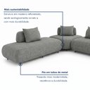 Ver imagem 5 de Sofá de Canto Modulado Orgânico com Almofadas e Base Madeira Maciça 280CMX340CM Madri