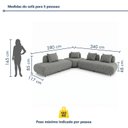 Ver imagem 3 de Sofá de Canto Modulado Orgânico com Almofadas e Base Madeira Maciça 280CMX340CM Madri