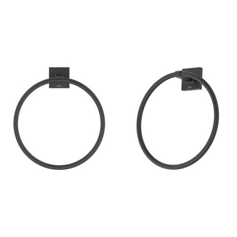 Kit com 2 Toalheiro Anel Up Estilosa para Seu Banheiro Preto/Matte Celite