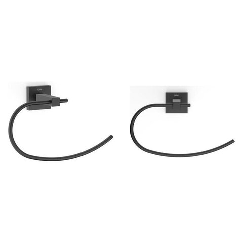 Kit com 2 Toalheiro Anel New Elite Modernidade Ao Seu Banheiro Preto/Matte