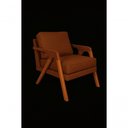 Ver imagem 3 de Poltrona Mona Luxo Madeira Maciça Linho Terracota para Sala de Estar Decorativa Moderna