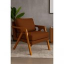 Ver imagem 2 de Poltrona Mona Luxo Madeira Maciça Linho Terracota para Sala de Estar Decorativa Moderna
