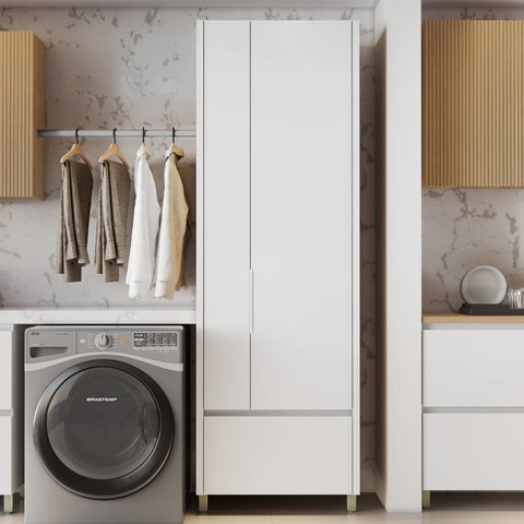 Armário Multiuso 2 Portas Lavanderia Nesher Branco