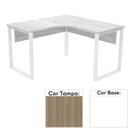 Ver imagem 1 de Mesa de Escritório em L Pé Tubular Pe25 em MDP 145x145x60cm Cor Noce Naturalle e Base Branca
