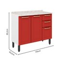 Ver imagem 2 de Balcão de Aço Tampo 3 Portas 2 Gavetas Vermelho Bertolini