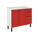 Ver imagem 1 de Balcão de Aço Tampo 3 Portas 2 Gavetas Vermelho Bertolini