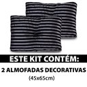 Ver imagem 2 de Kit 2 Peças Almofada com Enchimento Flocos de Espuma Capitone com Botão Jacquard Preto 45x65cm - Bf