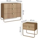 Ver imagem 4 de Comoda 02 Mesas de Cabeceira Organica Hanover Dourado Artesano