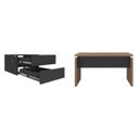 Ver imagem 2 de Conjunto com 6 Escrivaninhas com Gavetas Mesa Escritório para 6 Pessoas 125,3cm Marrom/Nogal/Preto Artany