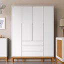 Ver imagem 5 de Berço Americano Multifuncional Formare e Guarda Roupa Nature Clean 4 Portas Branco Freijó Eco Wood -