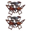 Ver imagem 1 de Kit 2 Jogos De Mesa Com 4 Cadeiras De Madeira Dobravel 60X60 - Imbuia - Marrom