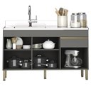 Ver mais imagens de Armário de Cozinha e Balcão com Pia 150cm Lina K02 Gris/Freijó - Mpozenato