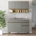 Ver imagem 2 de Armário de Cozinha e Balcão com Pia 150cm Lina K02 Gris/Freijó - Mpozenato