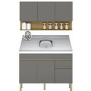 Ver imagem 1 de Armário de Cozinha e Balcão com Pia 150cm Lina K02 Gris/Freijó - Mpozenato