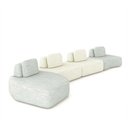 Ver imagem 2 de Sofá Ilha Sala de Estar Dakota 4 Módulos 626cm Encostos Almofadas Soltas Linho Cinza/offwhite G33 -