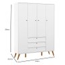 Quarto de Bebê 4 Portas e Cômoda Gaveteiro Retro Gold Branco Eco Wood com Colchão Gazin – Matic - 4