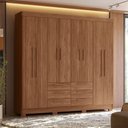 Ver imagem 1 de Guarda-roupa Casal Santana 8 Portas 6 Gavetas Jatoba - Pnr Móveis