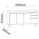 Ver imagem 5 de Balcão de Cozinha 150 Cm 4 Portas 2 Gavetas sem Tampo Ayla Preto