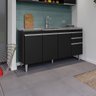 Balcão de Cozinha 150 Cm 4 Portas 2 Gavetas sem Tampo Ayla Preto - 2