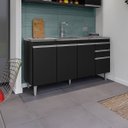 Ver imagem 2 de Balcão de Cozinha 150 Cm 4 Portas 2 Gavetas sem Tampo Ayla Preto