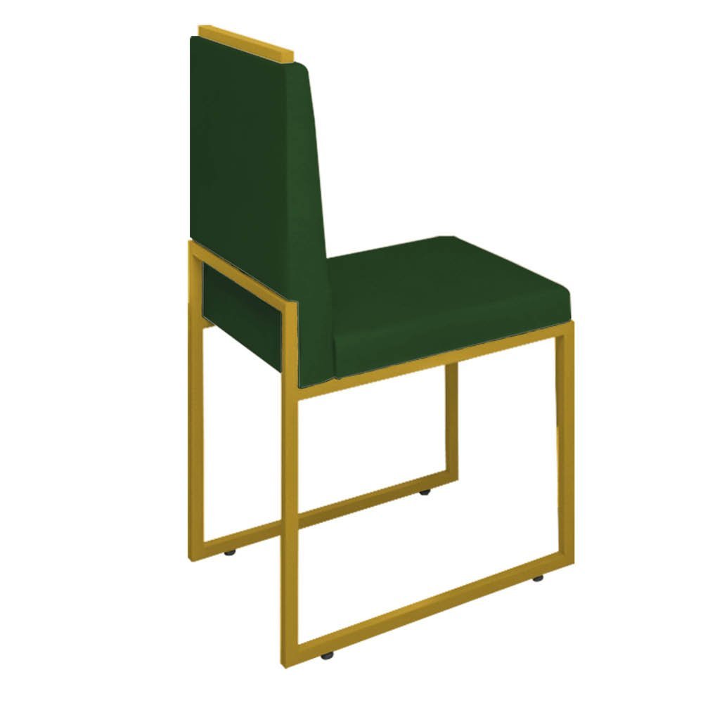 Conjunto Quatro Cadeiras Sala Jantar Barcelona Dourado/veludo:verde - 4