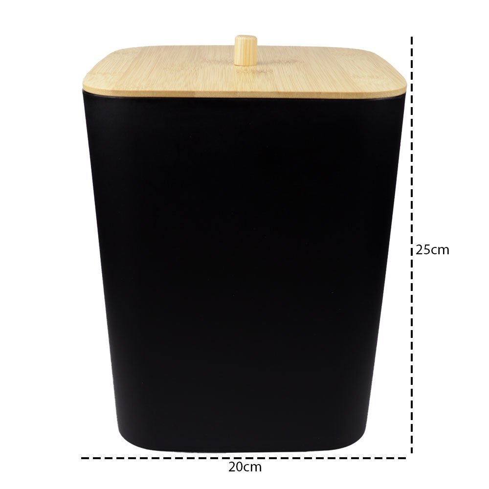 Jogo de Banheiro Bancada Funcional Decorativo Elegante Bambu Quadrado Preta 6 Peças - R3P Import - 2