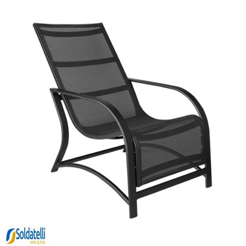 Poltrona Outdoor Giardino Estrutura Preta com Tela Sling Preta ou Mesclado - Datelli Design