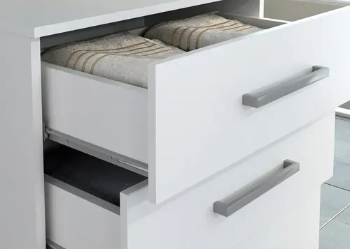 Armário Cómoda Roupeiro 6 Gavetas Branco - 4