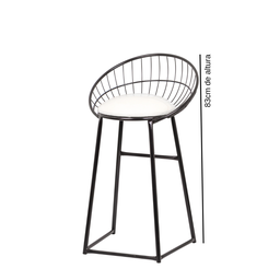 Banqueta Banco Paris Cor Preto com Acento na Cor Off White - 3