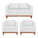 Ver imagem 1 de Kit Sofá 3 Lugares e 2 Poltronas Europa 180 cm Estilo Conforto e Elegância Suede Branco - ADJ Decor