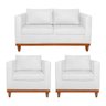 Kit Sofá 3 Lugares e 2 Poltronas Europa 180 cm Estilo Conforto e Elegância Suede Branco - ADJ Decor - 1