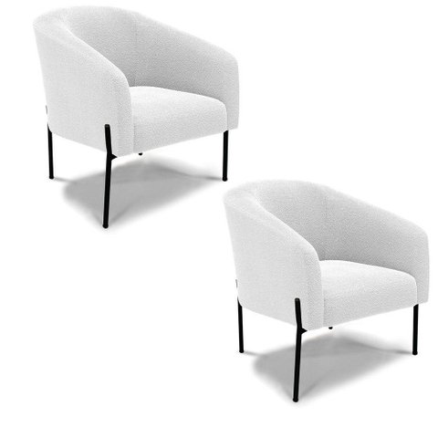 Cadeira Sala de Jantar Pé de Ferro Preto Kit 2 Stella Bouclê D03 - D'Rossi Cor Off White