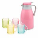 Ver imagem 2 de Conjunto Garrafa Térmica 1l e 4 Canecas Vidros - Rosa
