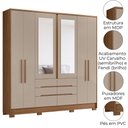 Ver imagem 4 de Guarda Roupa Casal 6p Espelho 216 Cm San Francisco Carvalho Fendi Moval