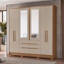 Ver imagem 7 de Guarda Roupa Casal 6p Espelho 216 Cm San Francisco Carvalho Fendi Moval