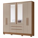 Ver imagem 1 de Guarda Roupa Casal 6p Espelho 216 Cm San Francisco Carvalho Fendi Moval