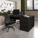 Ver imagem 1 de Conjunto Home Office 4 Peças 2 Mesas 2 Gaveteiros Ficus 6 Gavetas 170cm CabeCasa MadeiraOriginals Preto