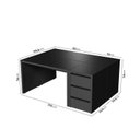 Ver imagem 3 de Conjunto Home Office 4 Peças 2 Mesas 2 Gaveteiros Ficus 6 Gavetas 170cm CabeCasa MadeiraOriginals Preto