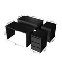 Ver imagem 4 de Conjunto Home Office 4 Peças 2 Mesas 2 Gaveteiros Ficus 6 Gavetas 170cm CabeCasa MadeiraOriginals Preto