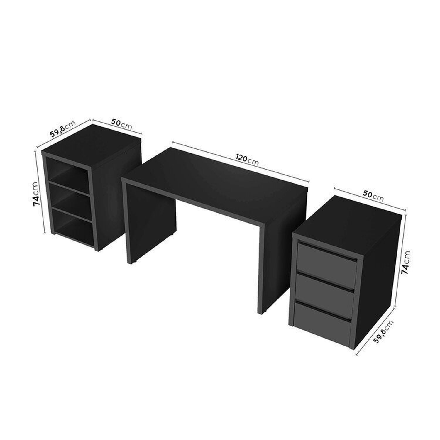 Mesa de Escritório com Gaveteiro e Nicho 220cm Ficus Cabecasa Madeiramadeira - 4