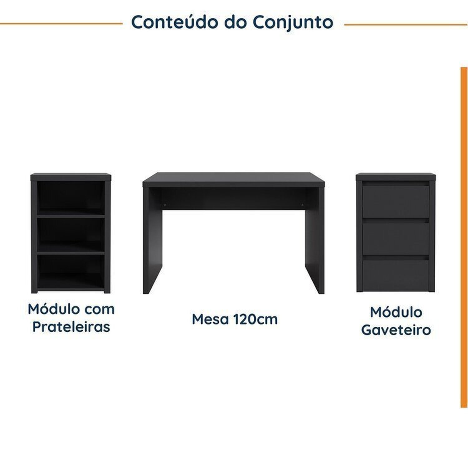 Mesa de Escritório com Gaveteiro e Nicho 220cm Ficus Cabecasa Madeiramadeira - 2