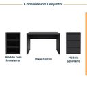Ver imagem 2 de Escrivaninha Mesa Escritório com Gaveteiro e Nicho Ficus 3 Gavetas 220cm CabeCasa MadeiraOriginals Preto