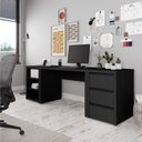 Ver imagem 1 de Escrivaninha Mesa Escritório com Gaveteiro e Nicho Ficus 3 Gavetas 220cm CabeCasa MadeiraOriginals Preto