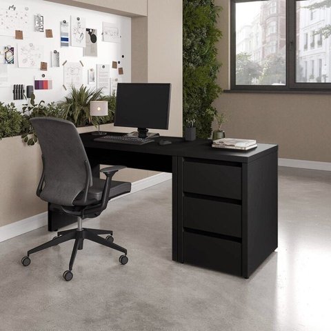 Escrivaninha Mesa Escritório com Gaveteiro Ficus 170cm CabeCasa MadeiraOriginals Preto